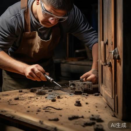 拆锁：螺丝刀卸螺丝，锤轻敲芯。