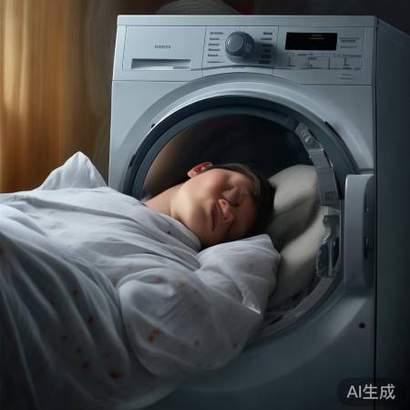 洗衣机睡觉，锁好防启动，关脱水
