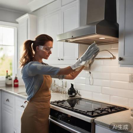 抽油烟机清洗，注意安全，关闭电