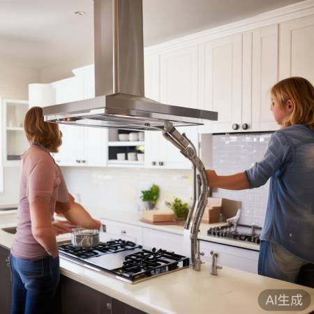 集成灶高度需适中，注意安全操作